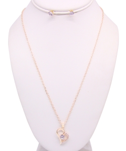 Rhinestone Necklace with Earrings NB810020 GOLD